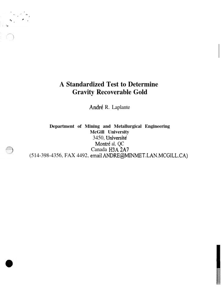 Gravity Recoverable Gold Testing Method | PDF | Mining | Metals