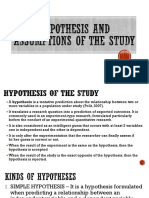 Hypothesis and Assumptions of The Study