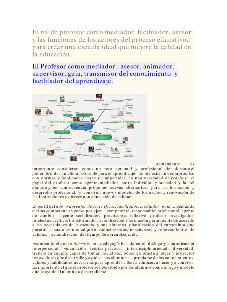 Roles y funciones de actores educativos | PDF | Maestros | Aprendizaje