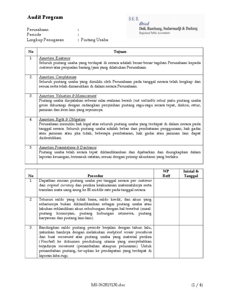 03a Audit Program Piutang Usaha