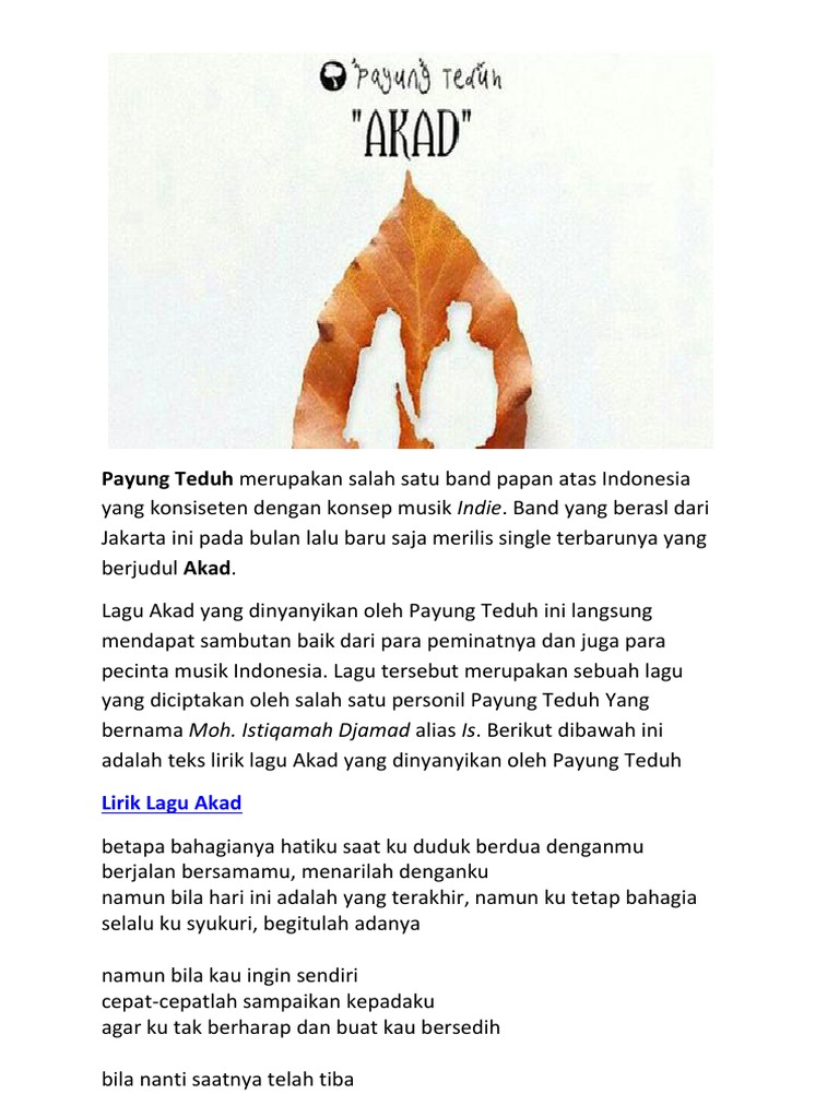 Lirik Lagu Akad Lagu Yang Cocok Untuk Yang Ingin Serius Menikah Dari Payung Teduh