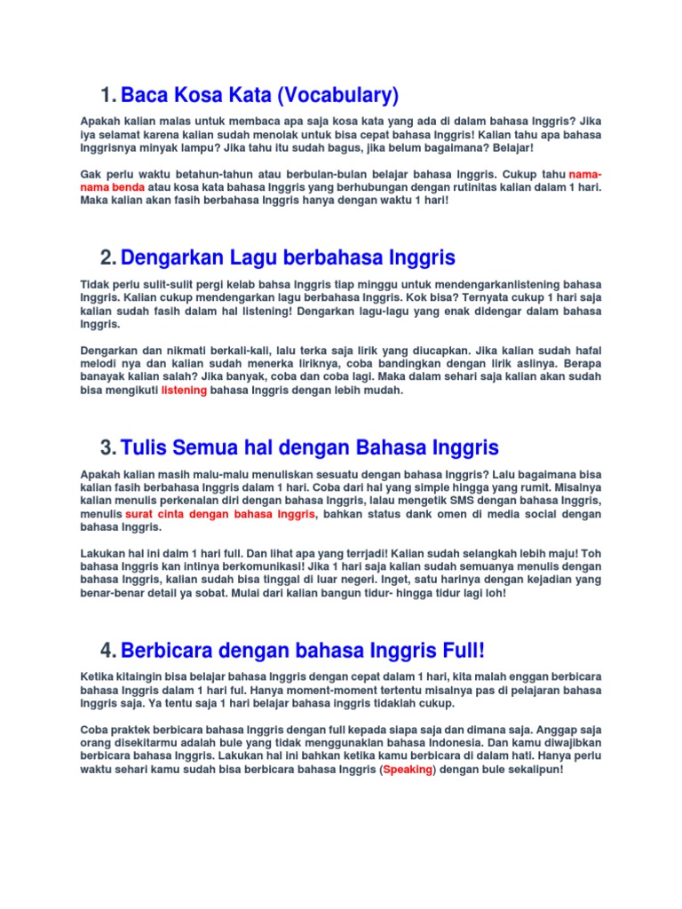 Tips Lancar Bahasa Inggris Tips Lancar Bahasa Inggris