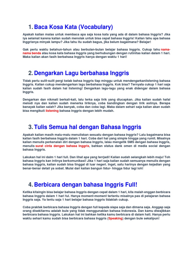 Tips Lancar Bahasa Inggris