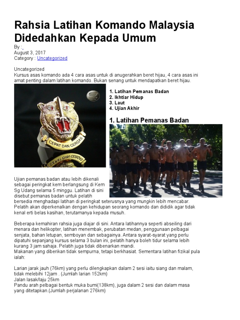 Rahsia Latihan Komando Malaysia Didedahkan Kepada Umum | PDF