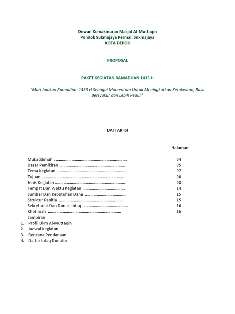 Contoh Proposal Paket Ramadhan Pdf