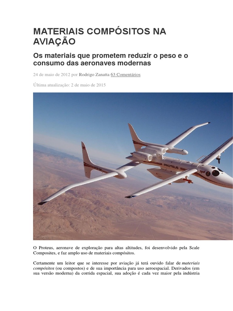 Materiais Compósitos na Aviação | PDF | Material composto | Poliéster