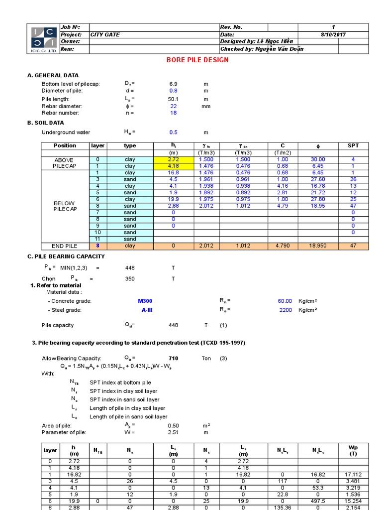 Bored Pile Design Calculation Report | PDF | Deep Foundation | Sand