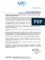 Communiqué de Presse - Non Le CHU de La Réunion N'est Pas Le CHU Le Plus Endetté de France