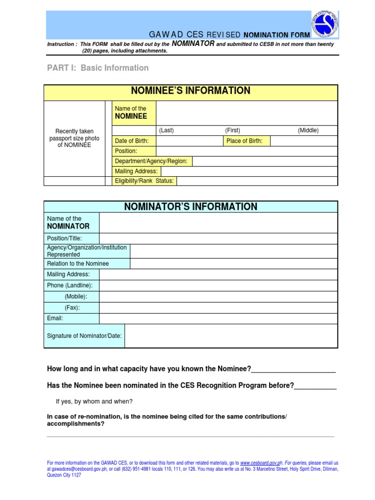 Gawad CES Nomination Form & Guidelines | PDF | Competence (Human ...