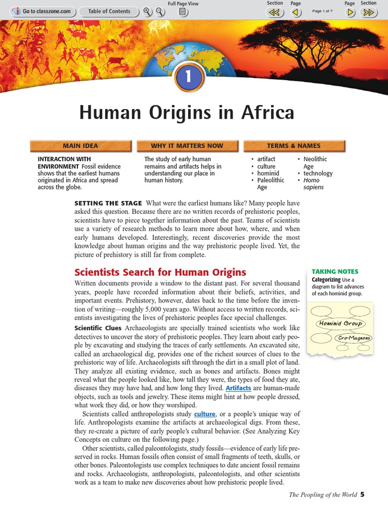1.1-Human Origins in Africa PDF | PDF | Homo | Stone Age