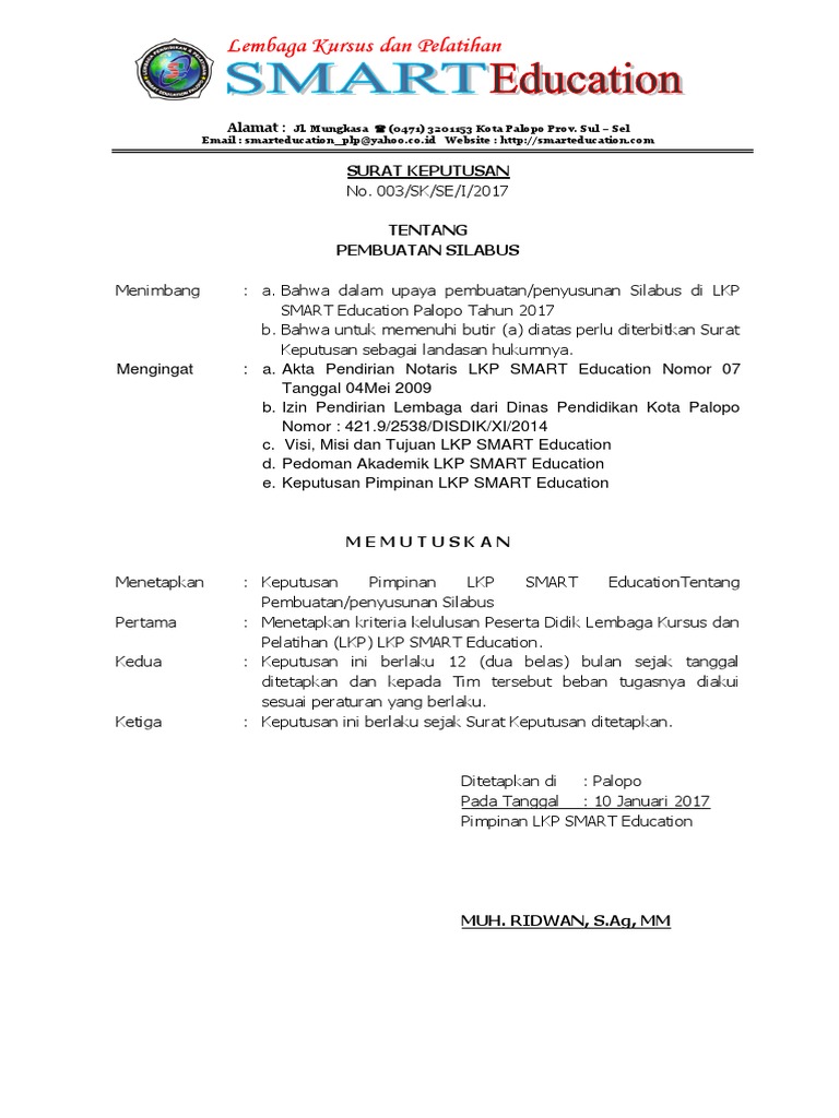 Sk Pembuatan Silabus