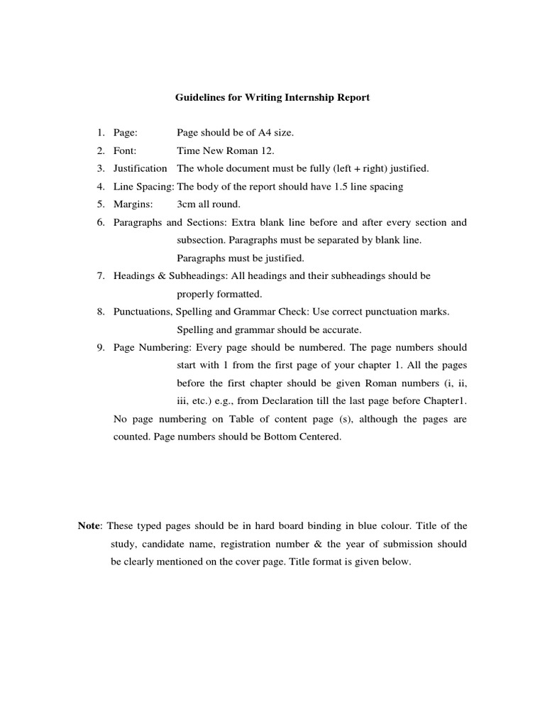 Internship Report Writing Guidelines | PDF | Paragraph | Letter Case