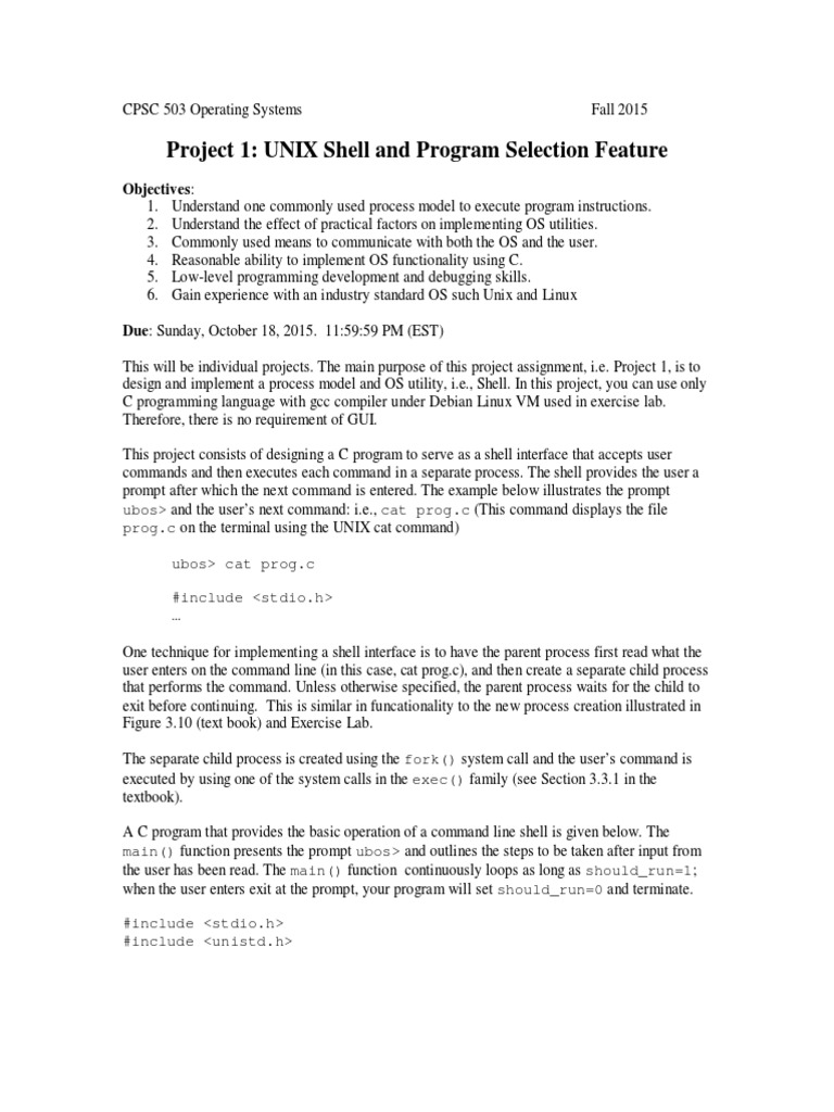 CPSC503 Project 1 Fall 2015 | Command Line Interface | Operating System