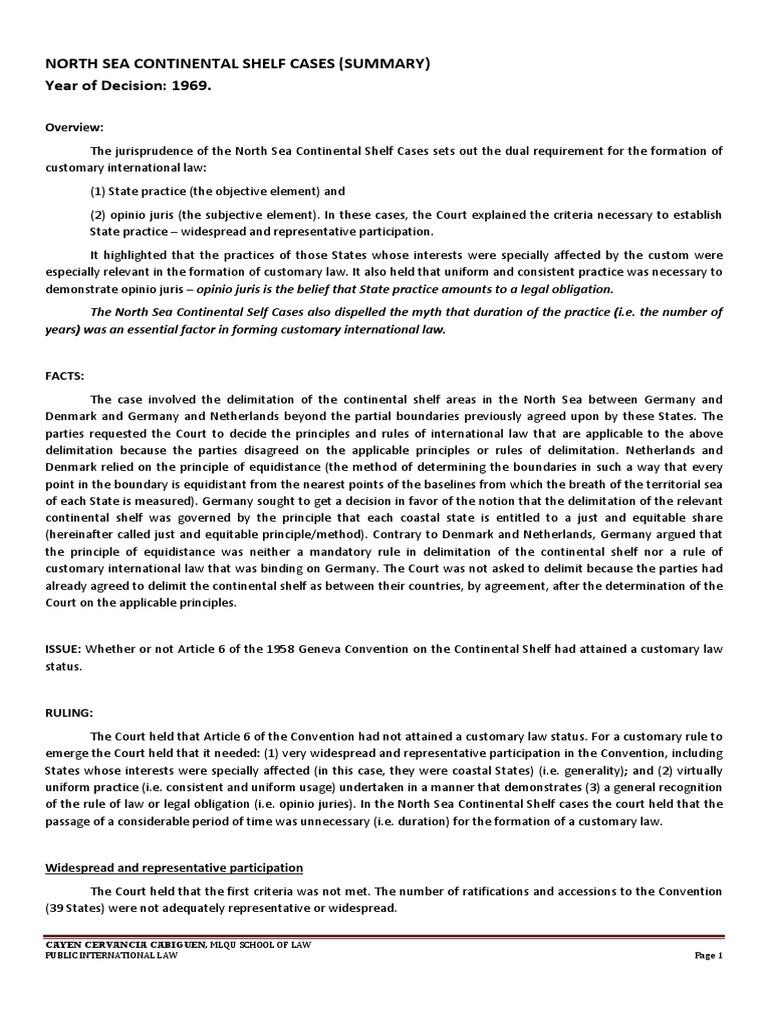 North Sea Continental Shelf Cases PDF Cultural Globalization Political Science
