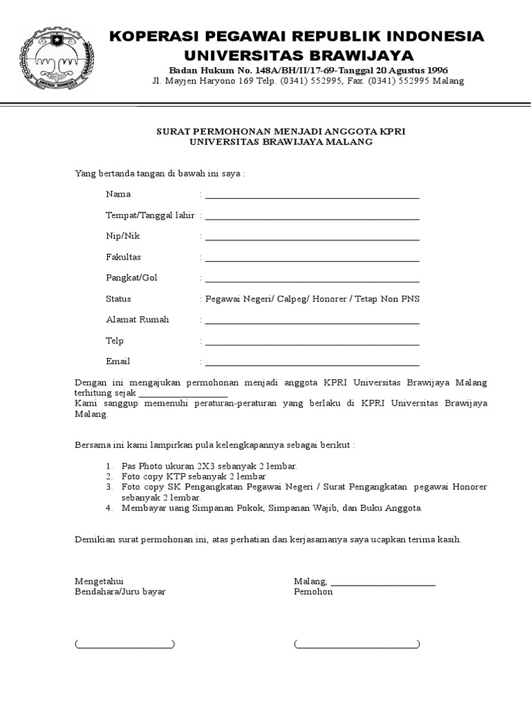Surat Permohonan Menjadi Anggota Kpr1