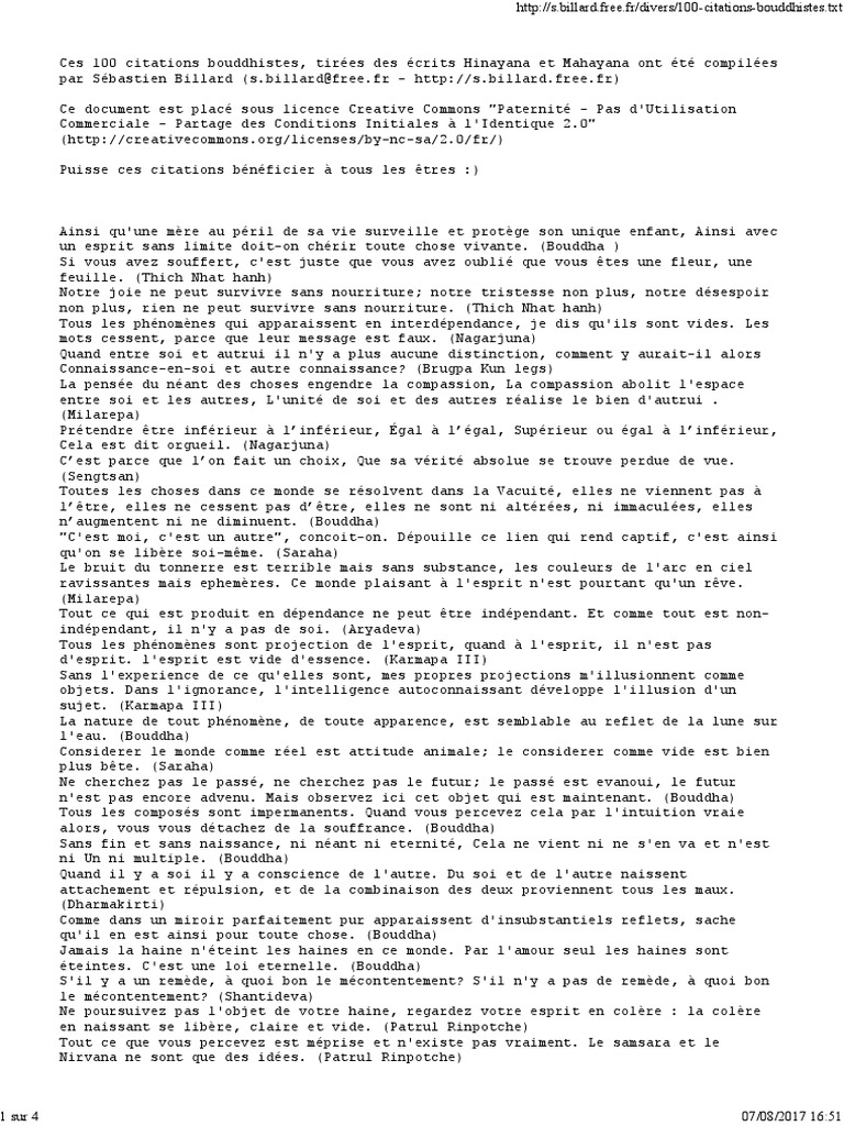 S Billard Free Fr 100 Citations Bouddhistes Pdf Siddhartha Gautama La Compassion