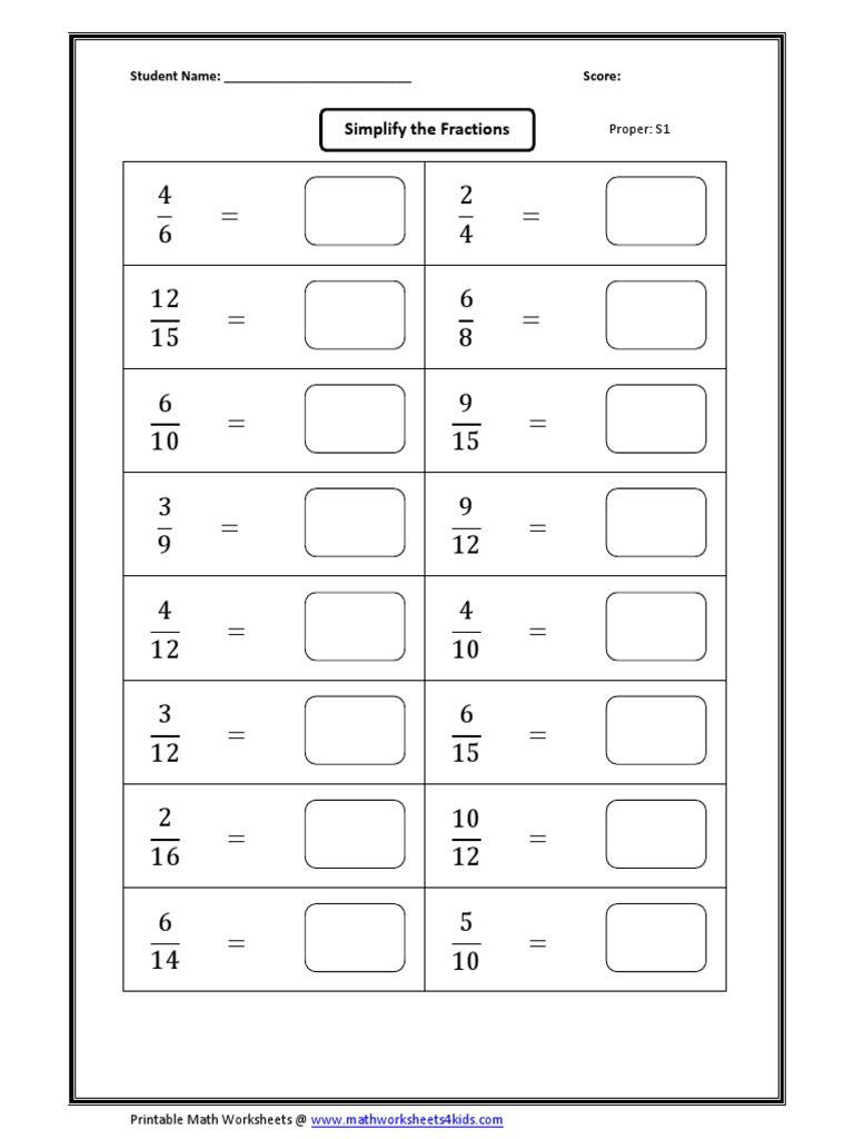 Simplify Fraction Proper 1 | PDF