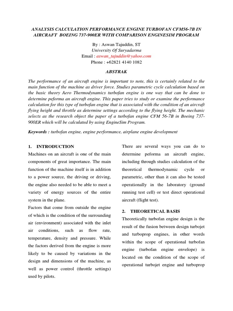 Boeing 737-900ER Engine Analysis | PDF | Jet Engine | Gas Compressor