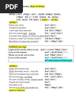 Love Is The Answer (RUNDGREN Et Al) (Chord Chart in Am7)