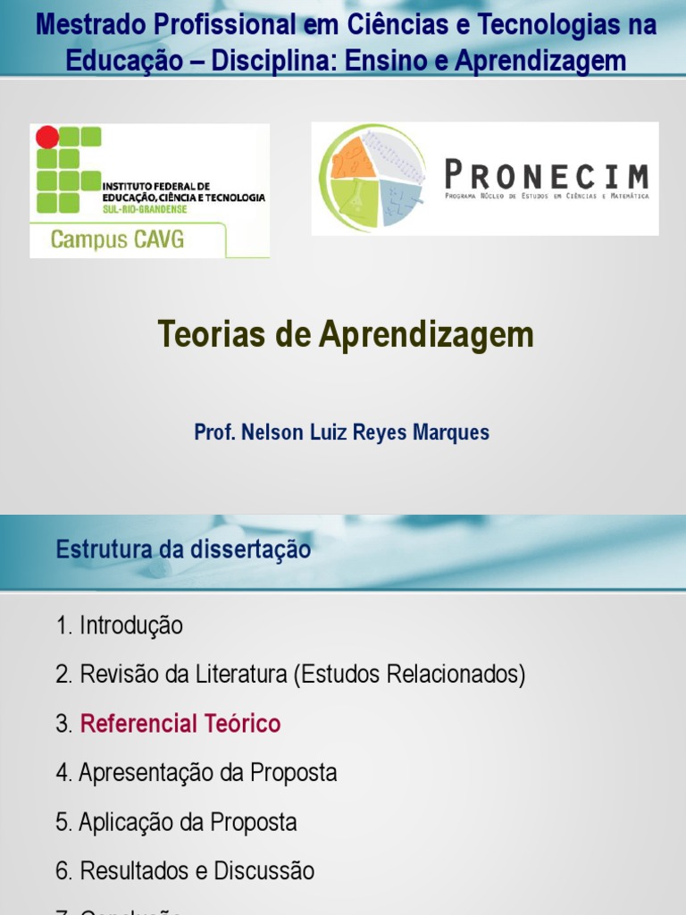 Teorias de Aprendizagem na Educação | PDF | Behaviorismo | Aprendizado