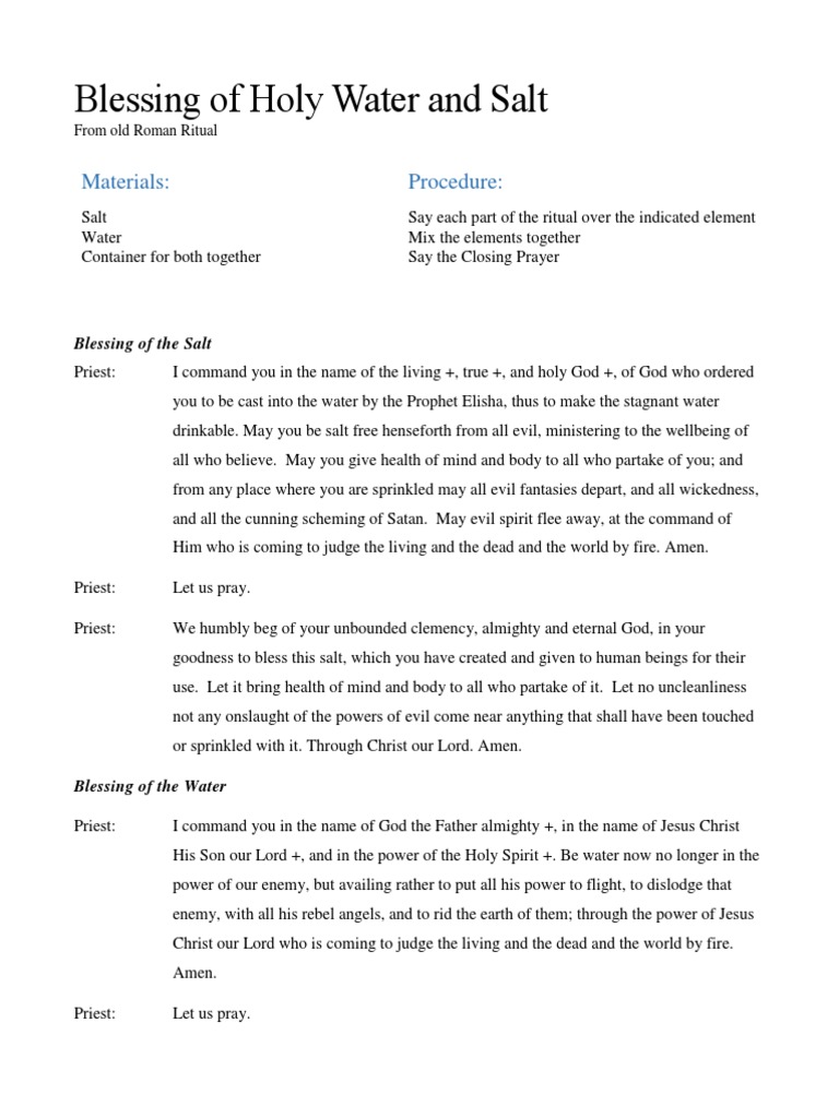 Blessing of Holy Water and Salt Ritual | PDF | Blessing | Jesus