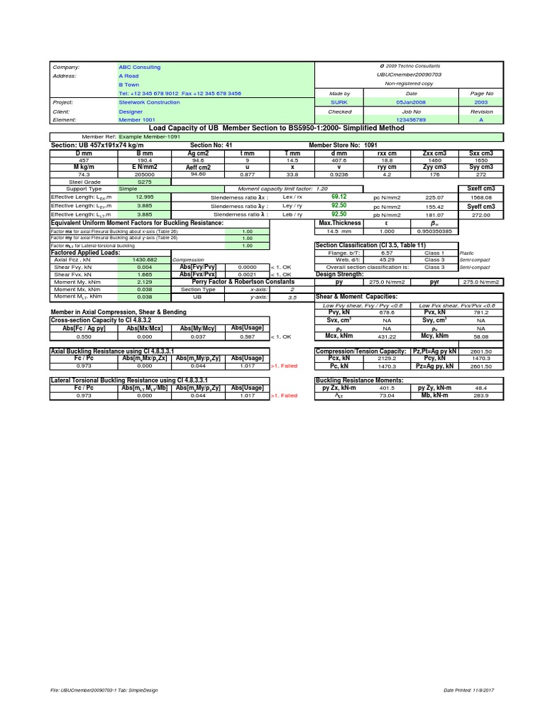 Load Capacity Analysis of a UB 457x191x74 Steel Member Indicates ...