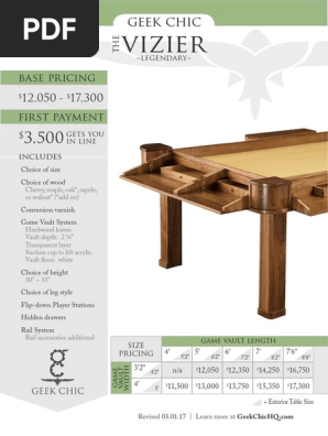 Geek Chic Vizier Gaming Table Pricing Guide Nature