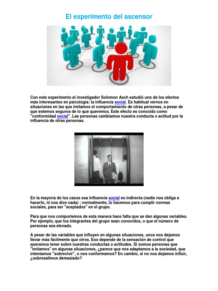 El Experimento Del Ascensor La Influencia Social Pdf