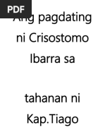 Ang Pagdating Ni Crisostomo Ibarra Sa Tahanan Ni Kap