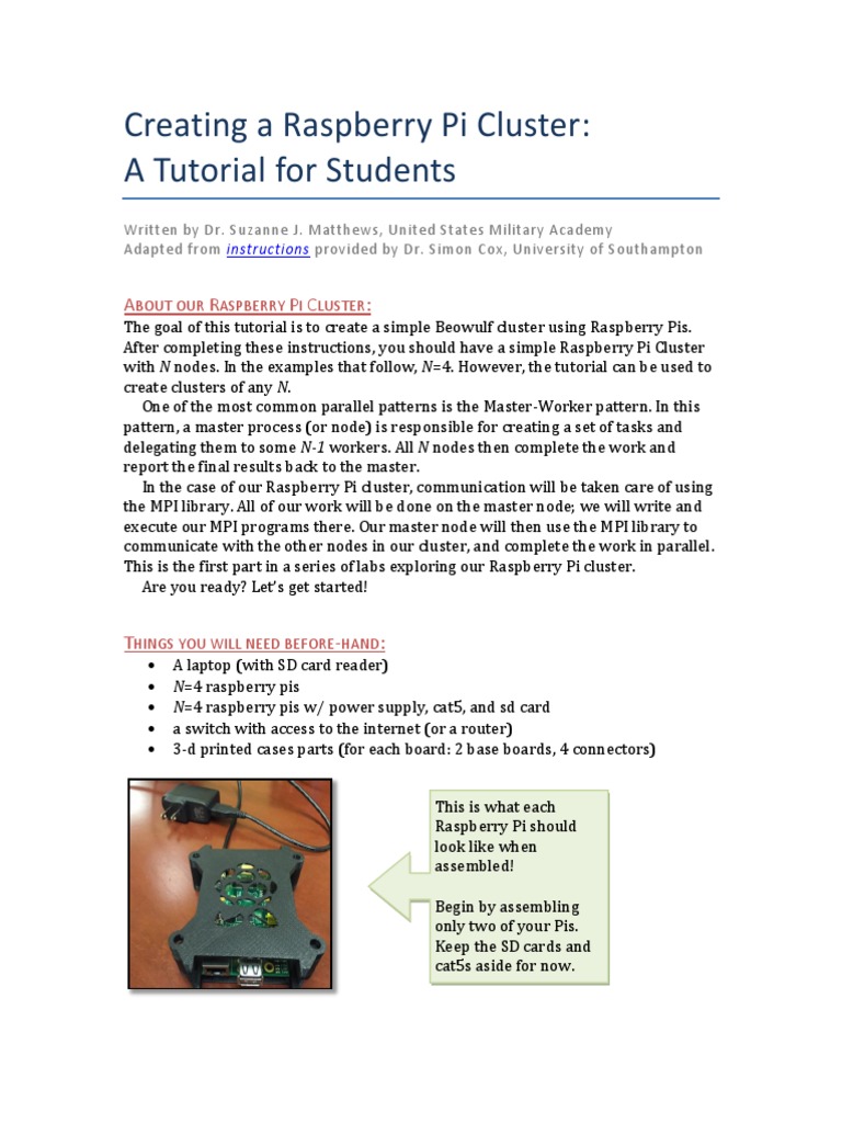 Creating A Raspberry Pi Cluster - A Tutorial For Students | PDF ...