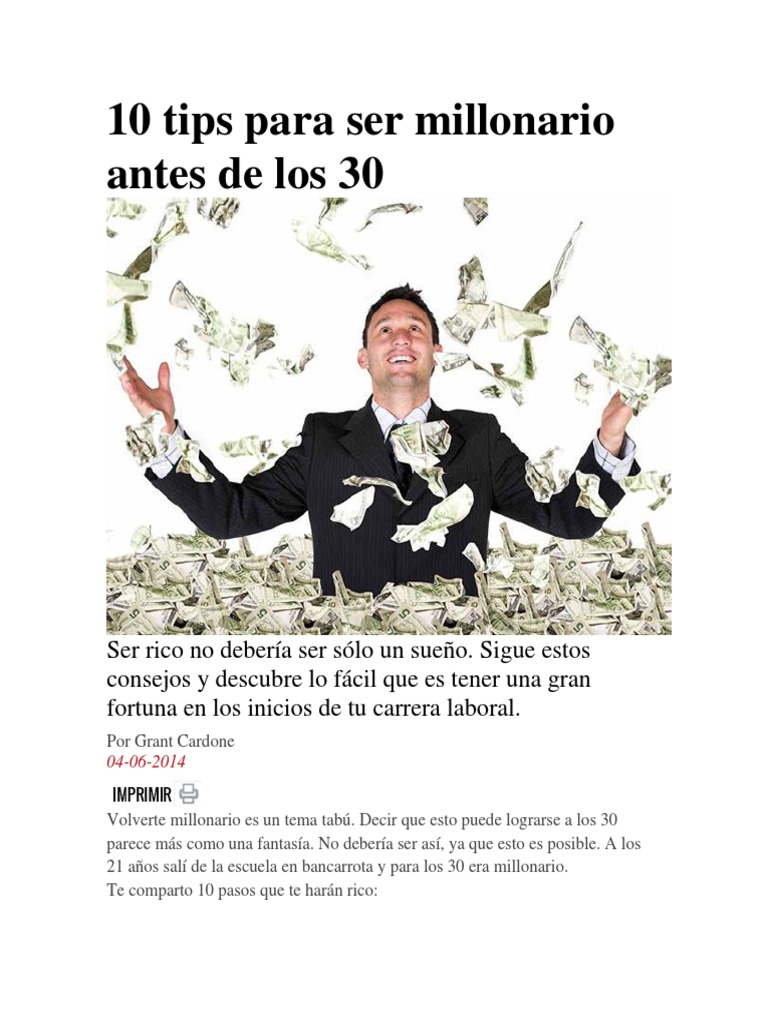 10 Tips para Ser Millonario Antes de Los 30 | PDF | Spock | Champú