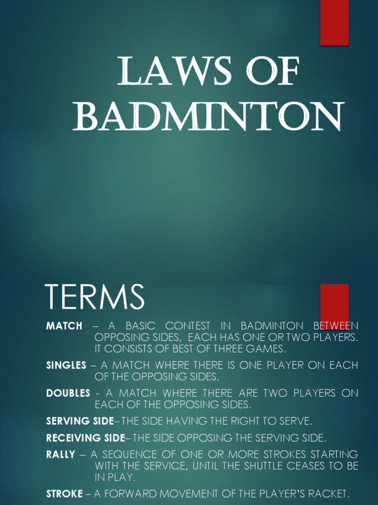 Laws of Badminton Referee Sports Rules And Regulations