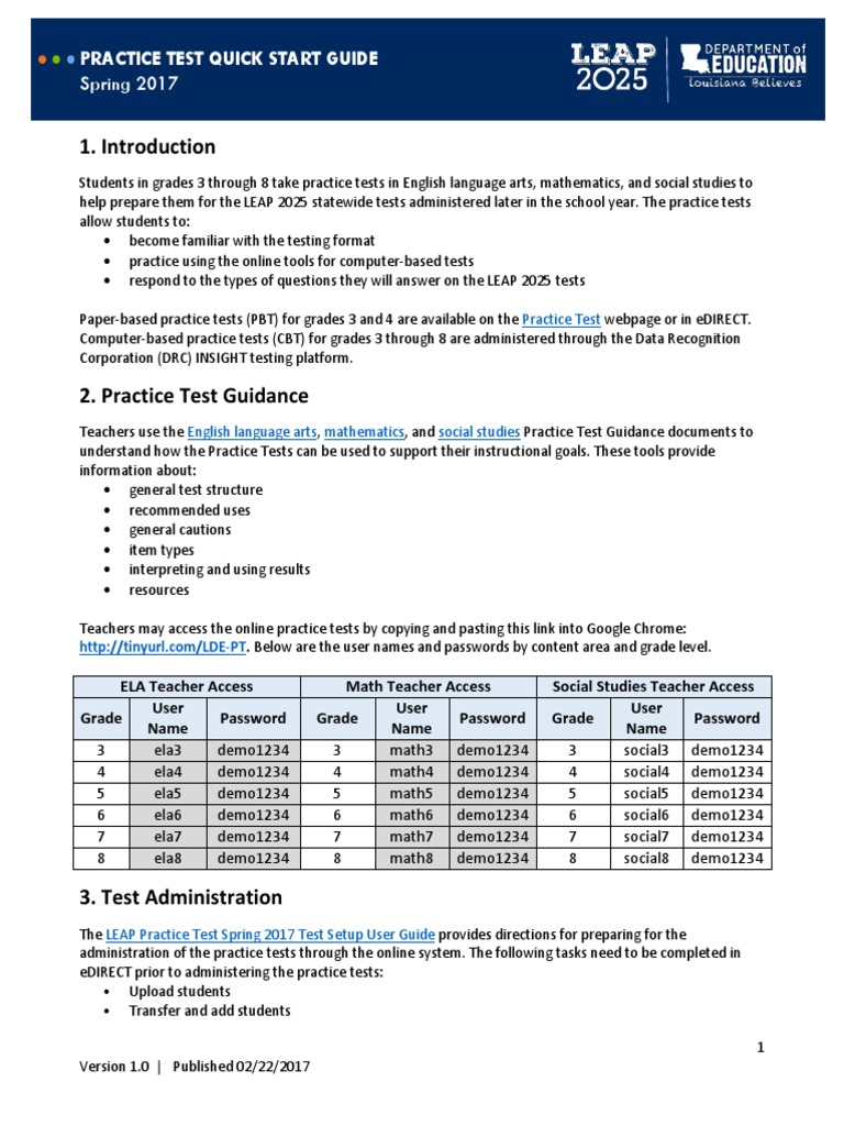 Leap 2025 Grade 8 Math Practice Test