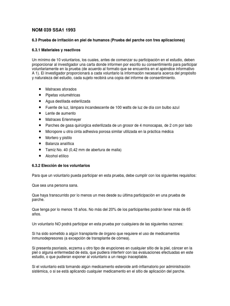 Nom 039 Ssa1 1993 | PDF | Cáncer | Alergia