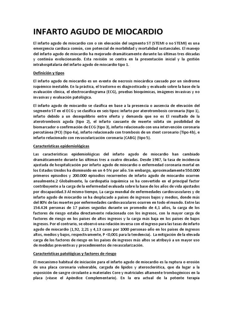 Manejo del Infarto Agudo de Miocardio | PDF | Infarto de miocardio ...