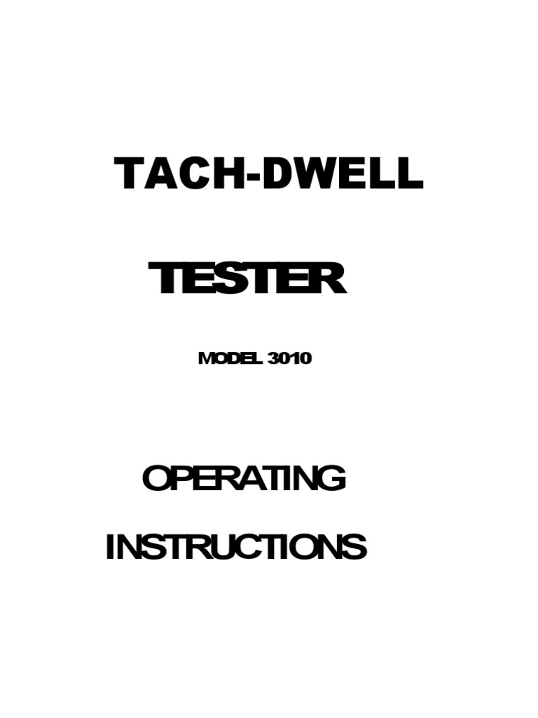TACH DWELL Tester Instructions PDF Distributor Carburetor