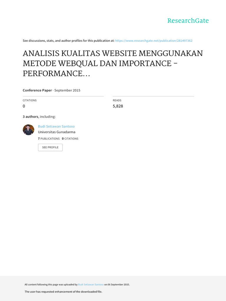 Penggunaan Webqual 4.0 Pada Website | PDF