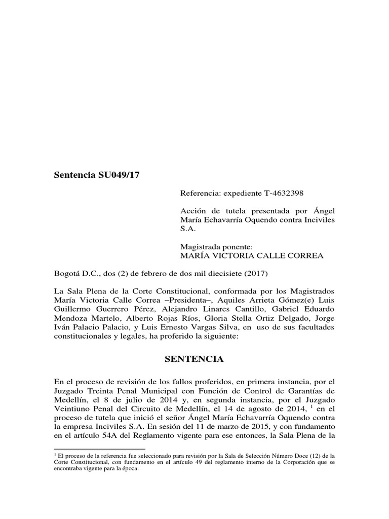 Tutela de Ángel Echavarría contra Inciviles S.A. | PDF | Derecho