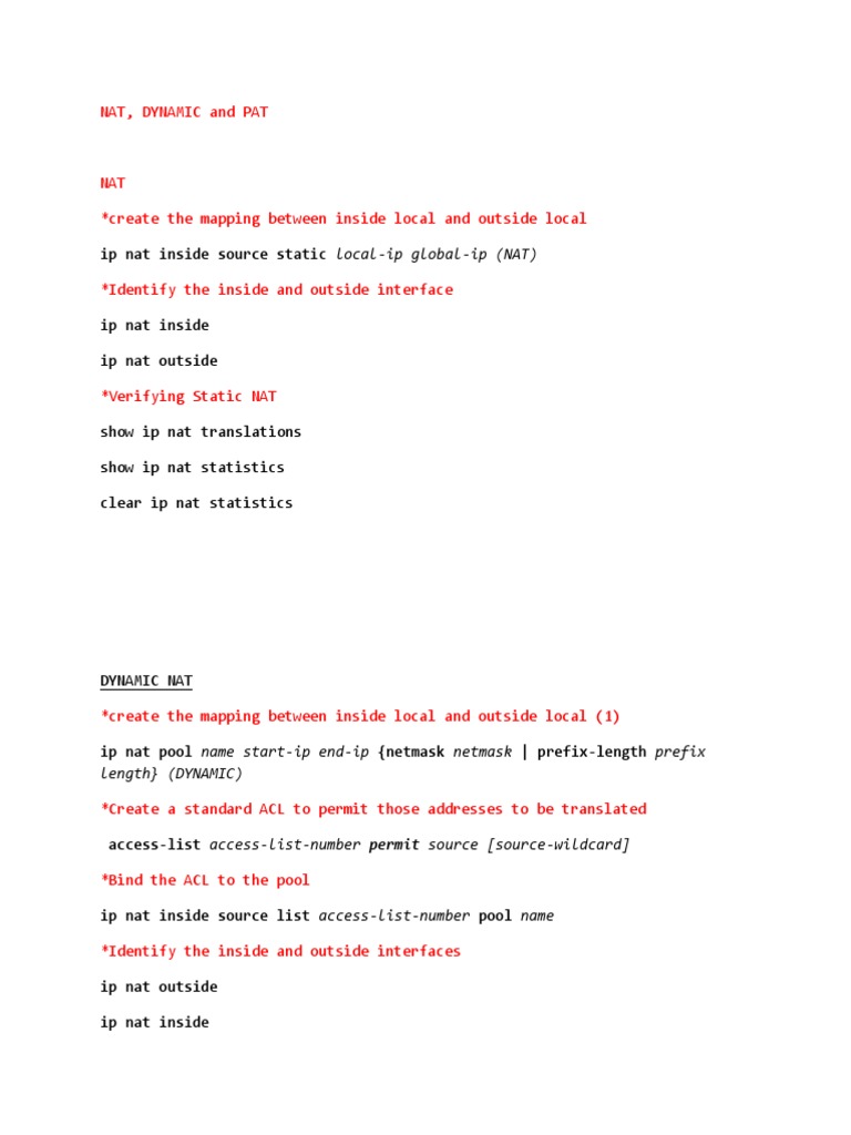 Show Ip Nat Translations Show Ip Nat Statistics Clear Ip Nat Statistics