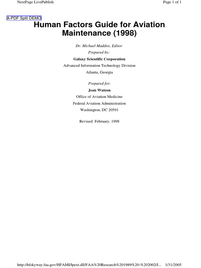 Aviation Maintenance Human Factors Guide | PDF | Troubleshooting ...