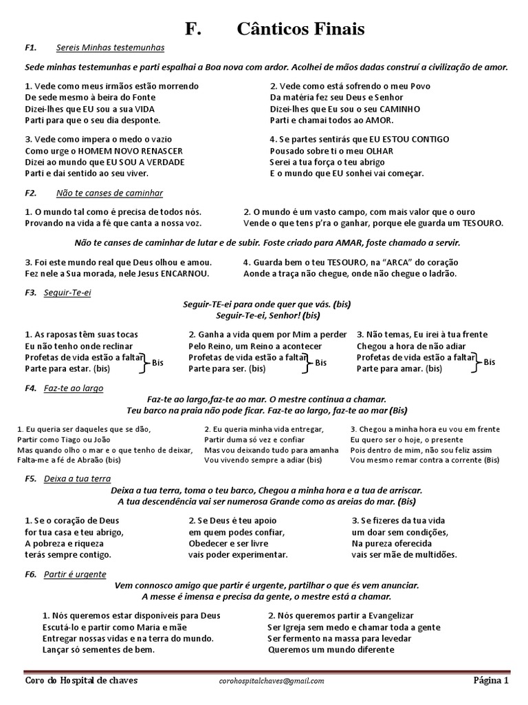 Cânticos de Entrada Letra, PDF, Jesus