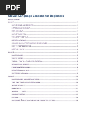 Marek Hlavac Slovak Language Lessons For Beginners Pdf Grammatical Gender Syntactic Relationships