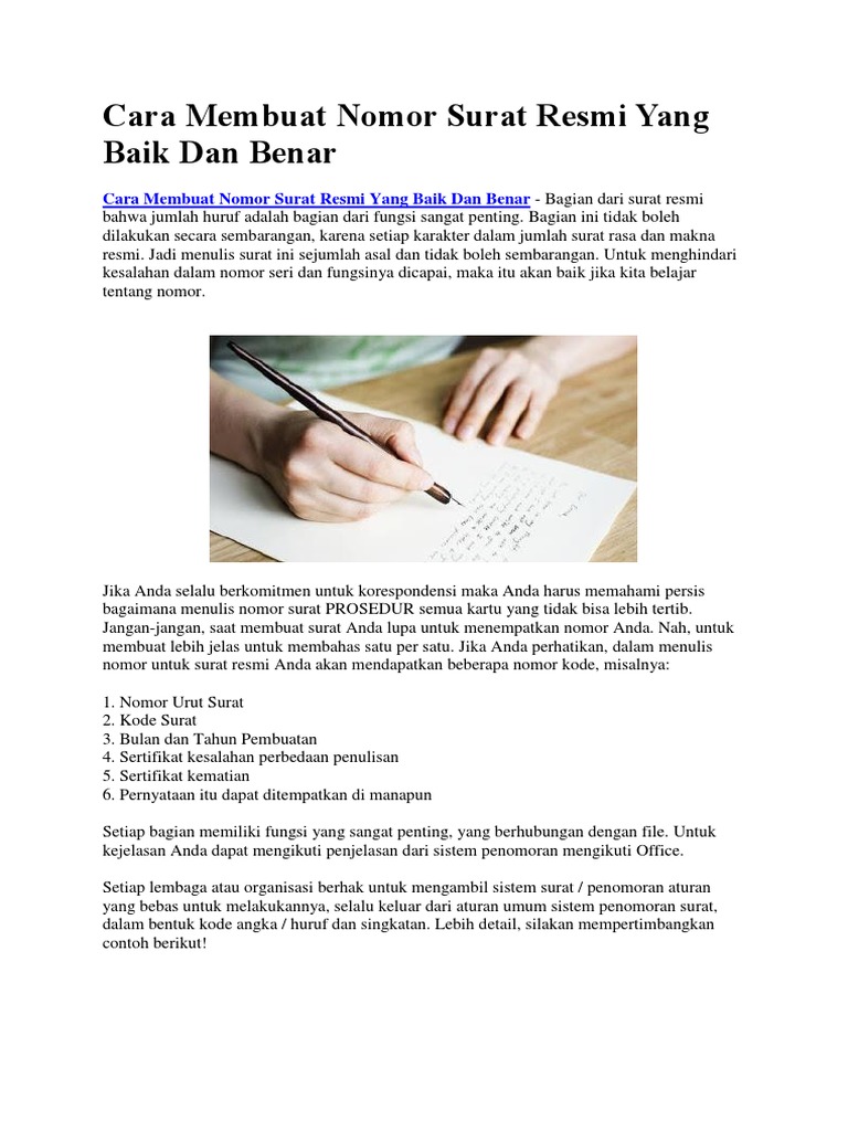 Cara Membuat Nomor Surat  Resmi  Yang Baik docx 