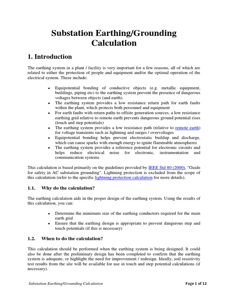 Substation Earthing Calculation - Theory | PDF | Electrical Resistivity ...