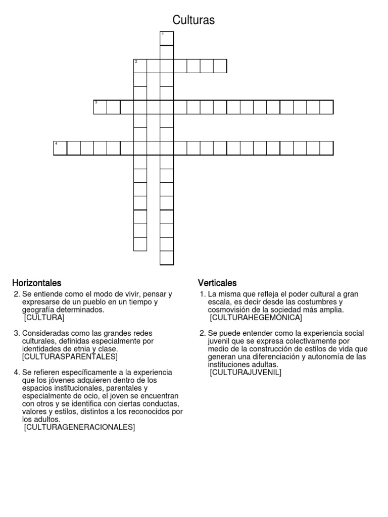 Crucigrama Culturas Sociedad Política