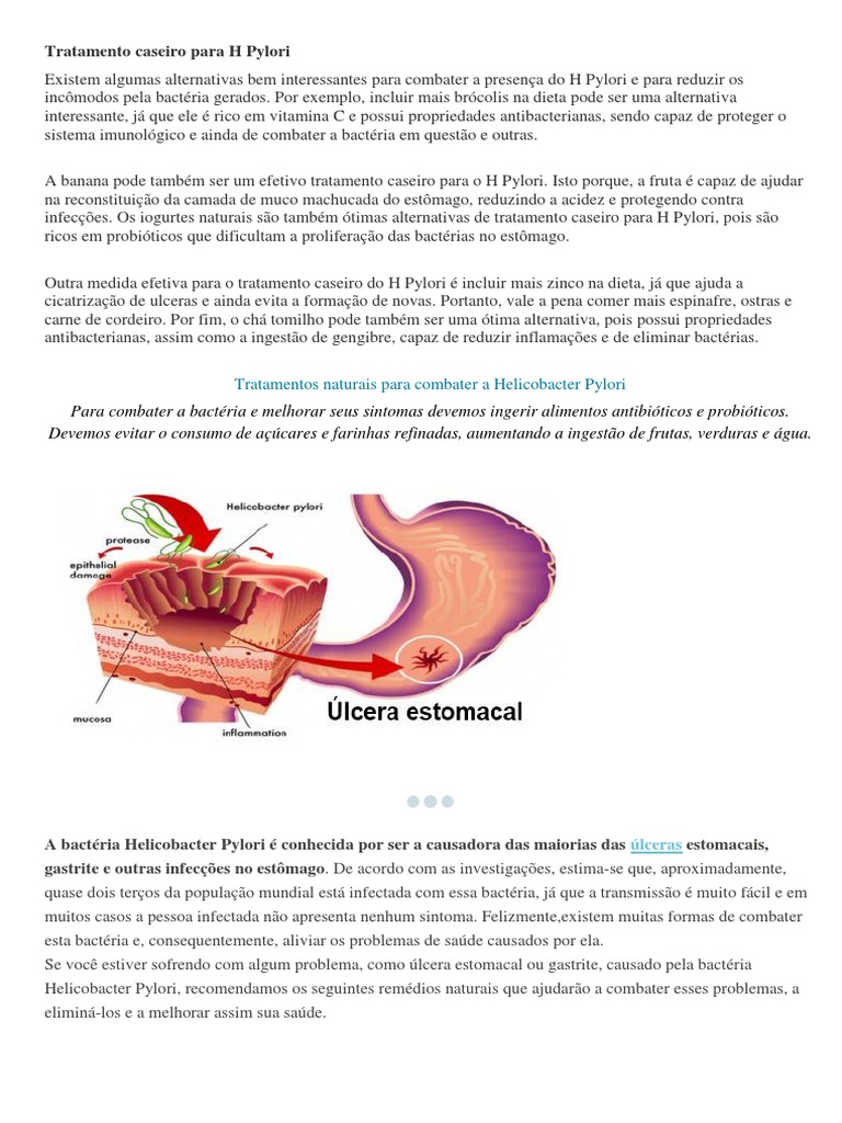 Remédio Caseiro Para Matar A Bactéria H Pylori
