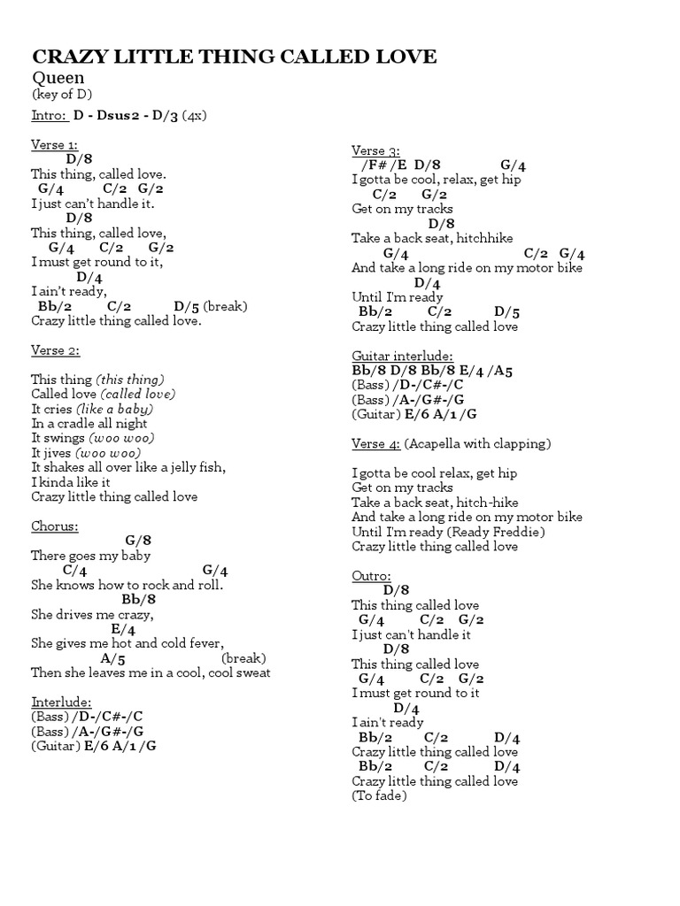 Crazy Little Thing Called Love Song Structure Song Recordings