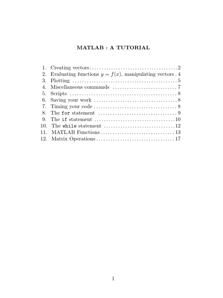 Matlab Tutorial | PDF