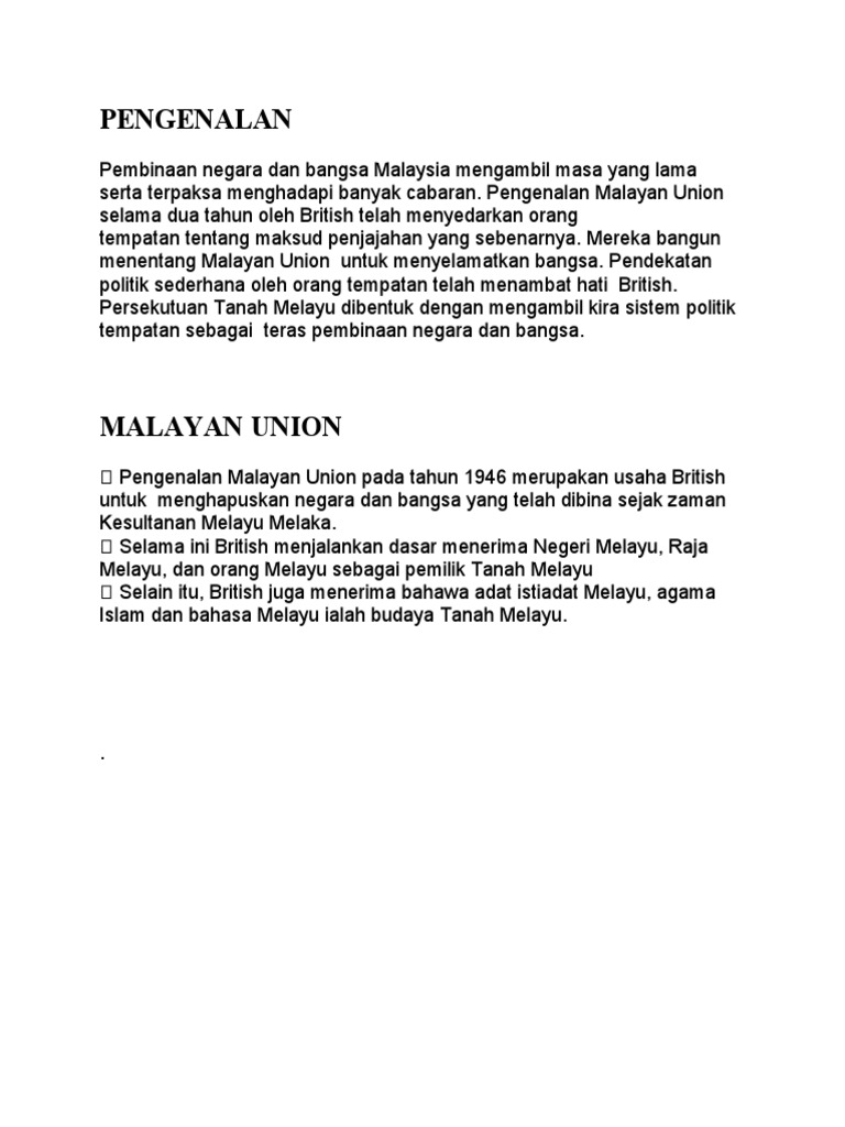 Nota Malayan Union