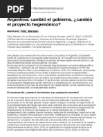 Argentina_ Cambió El Gobierno, ¿Cambió El Proyecto Hegemónico